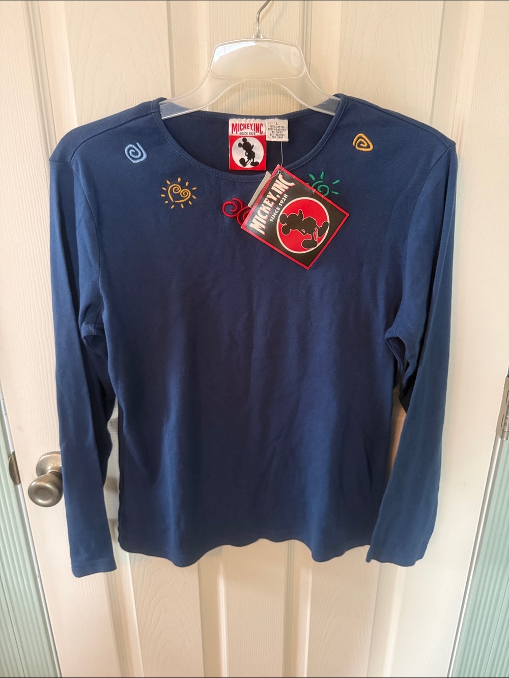 Mickey Inc. Navy Long-Sleeve Embroidered Womens ' Tee